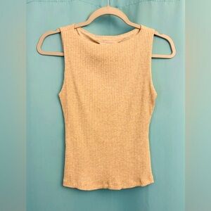 Sleeveless Ribbed Tan Top
